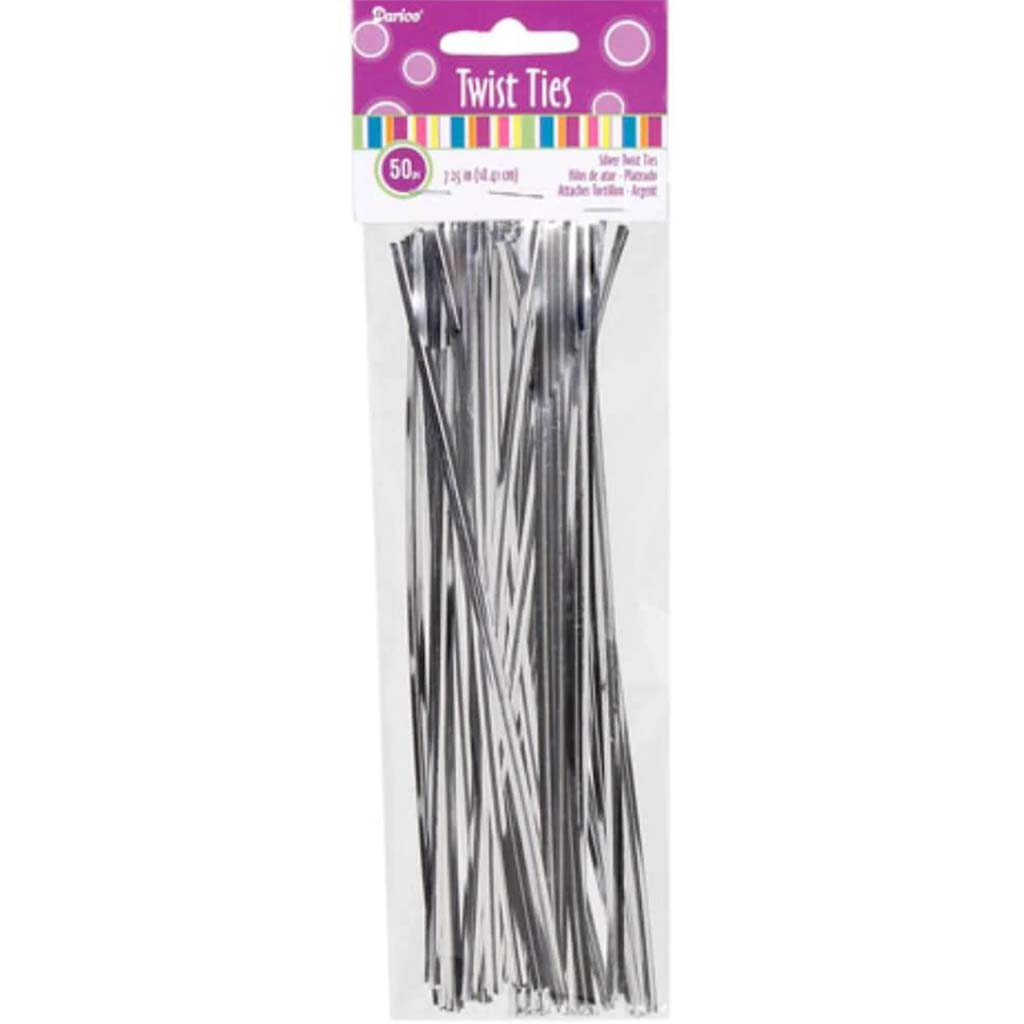 TWIST TIES SILVER 7.25IN 50PC 