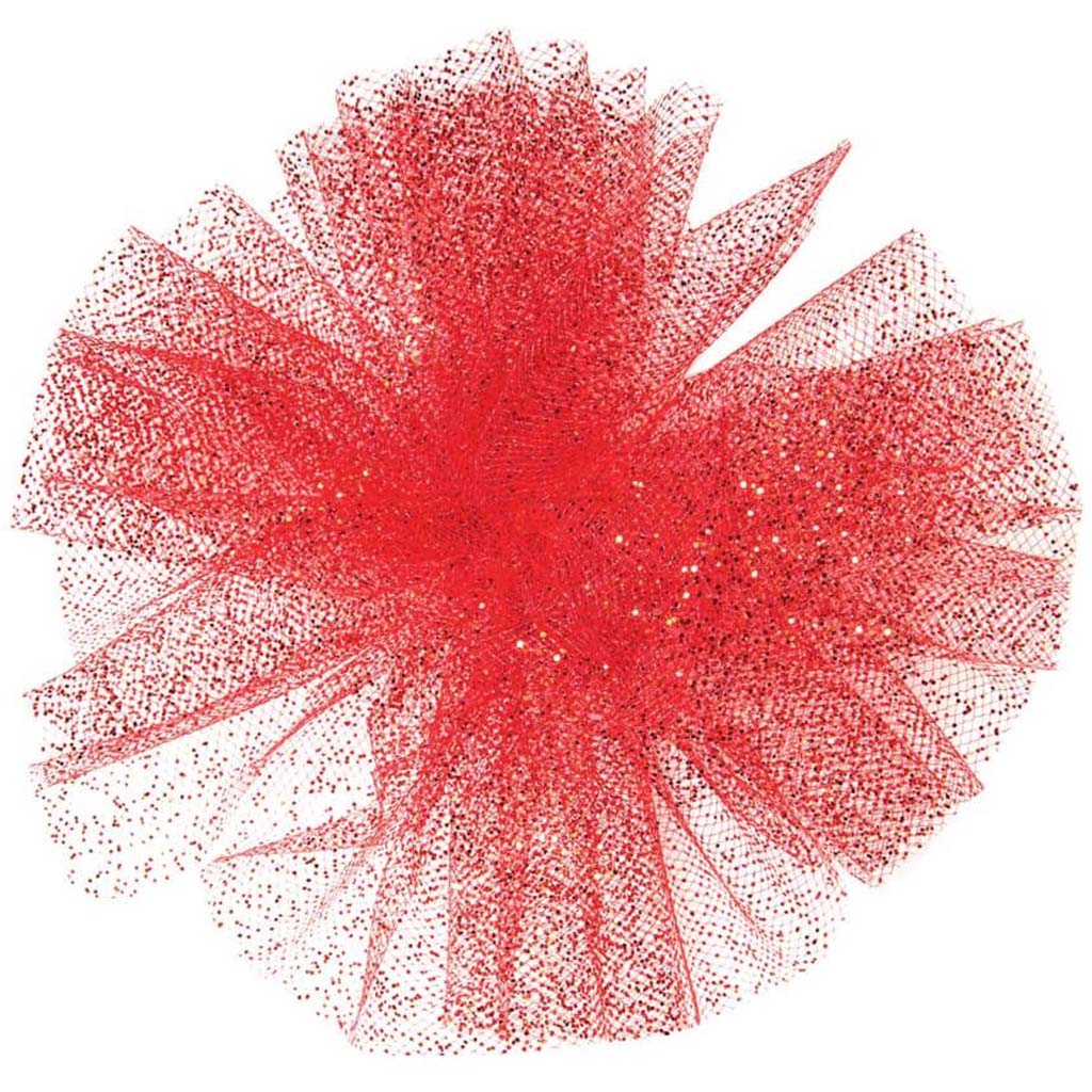 Glitter Tulle Red 6Inx10Yd 