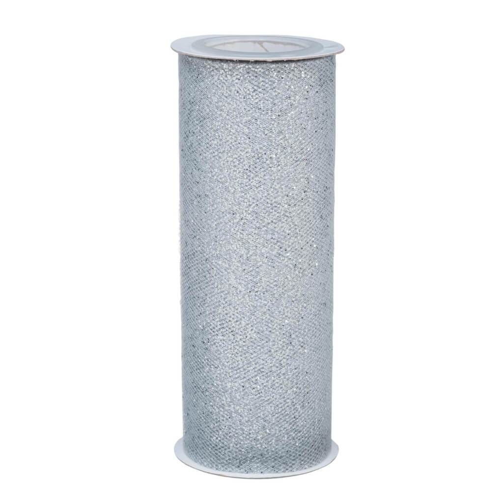 GLITTER TULLE SILVER 6INX10YD 