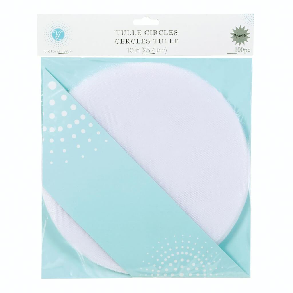 TULLE CIRCLE 10IN100 SPKL WHT 
