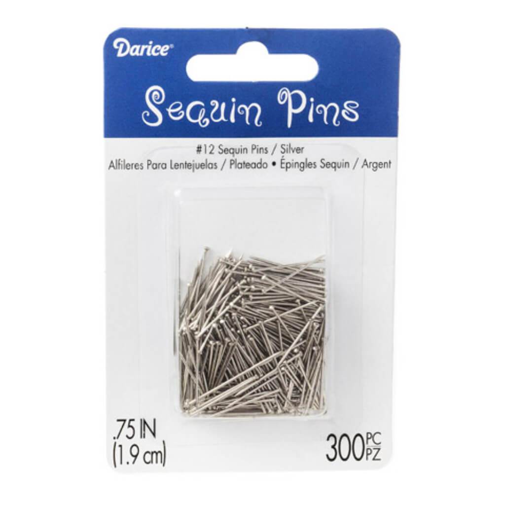 Sequin Pins #12 Silver 3/4 inches 300 assorted size 