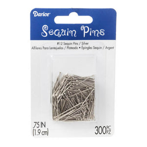 Sequin Pins #12 Silver 3/4 inches 300 assorted size