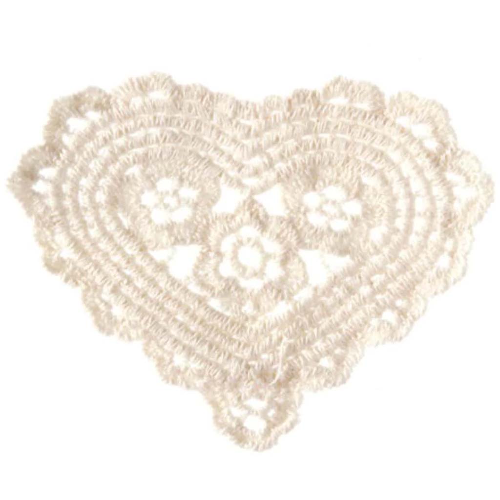 Crochet Heart Doily Ecru 4 Inches 