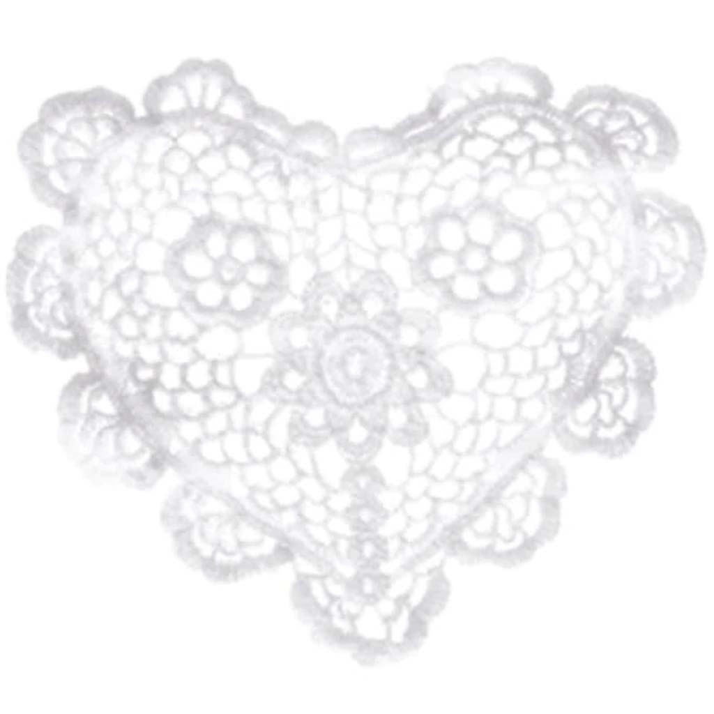 DOILIES WHITE CLOONEY HEART 8IN 