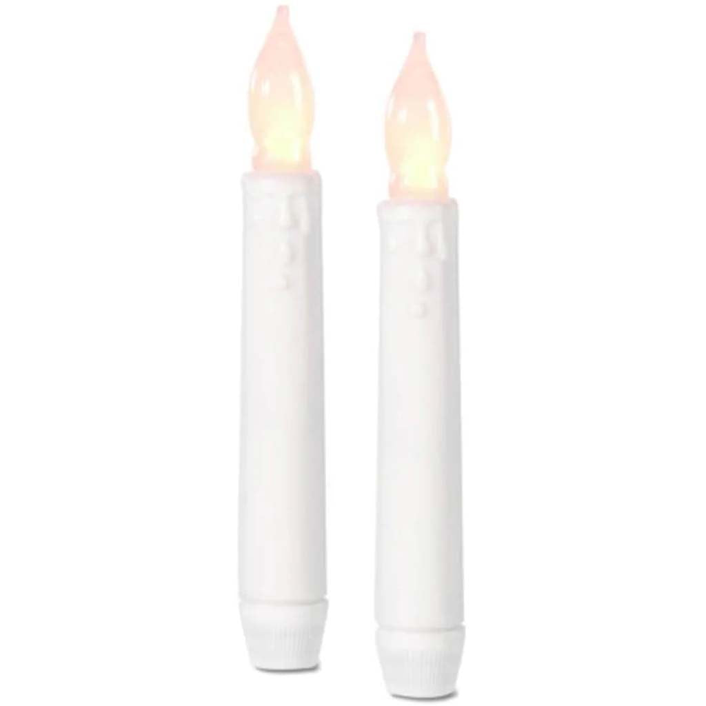 LED Taper Candles with Drip Detail White 2pcs 6.25 inch 