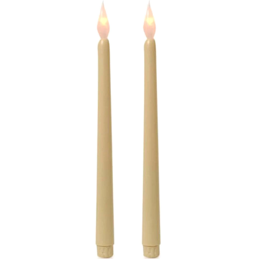 LED Taper Candle Silicone Tip Ivory 2pcs 11 inches 