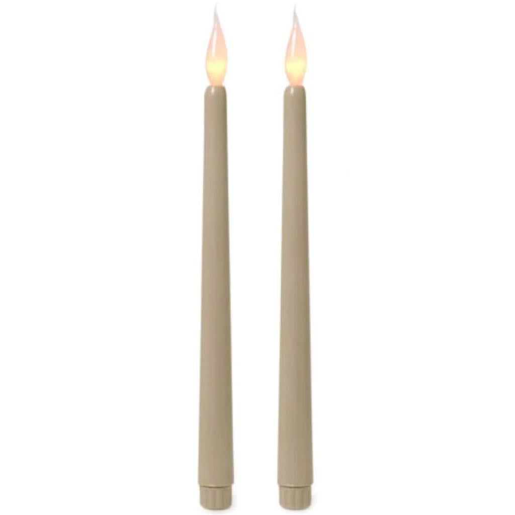 LED Taper Candle Beige Silicone Tip Battery 11 in 2 pcs 