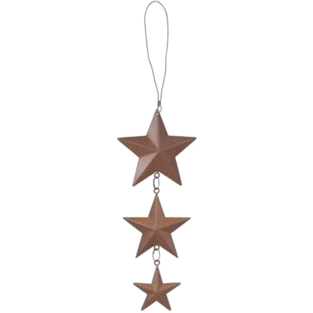 Rusted Tin Hanging Small Stars 3pc 