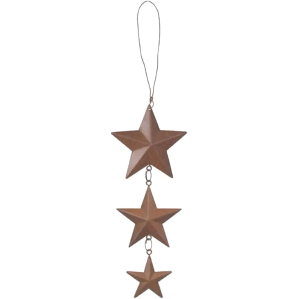 Rusted Tin Hanging Large Stars 3pcs 