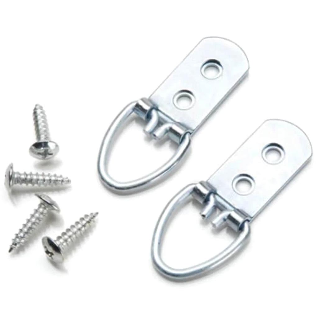 Hanger Set - Wide Ring Plate with 2 Screws - Silver - 2 pieces 