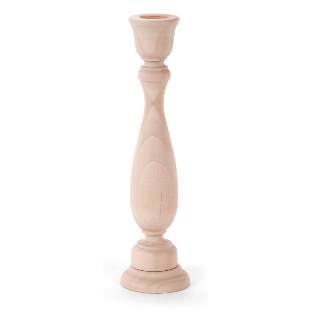 WOODEN CANDLESTICK 9IN 