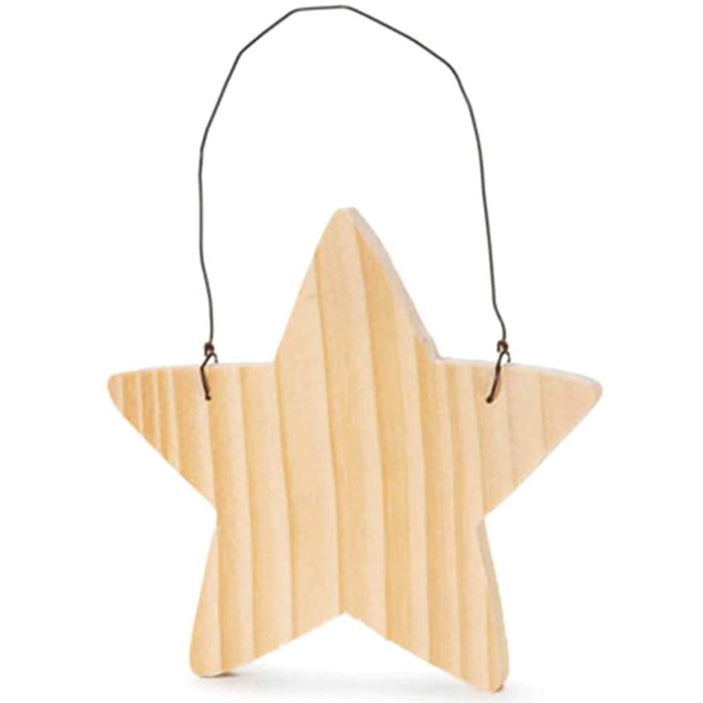 Star on Wire Pine Plaque 