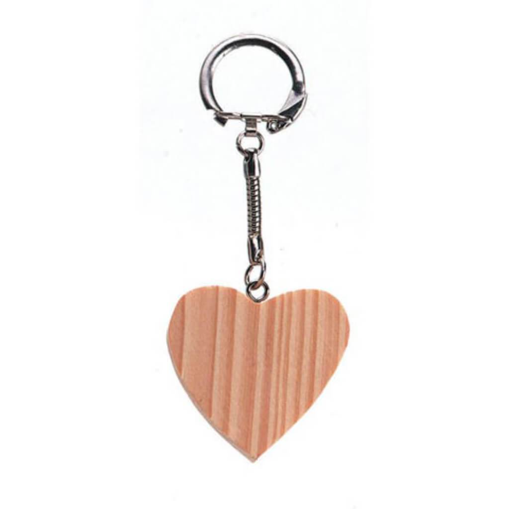 WOOD KEYCHAIN CHUNKY HEART 