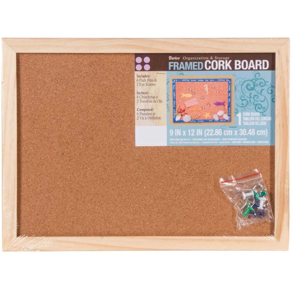 CORK MEMO BOARD FRAMED 9X12IN 