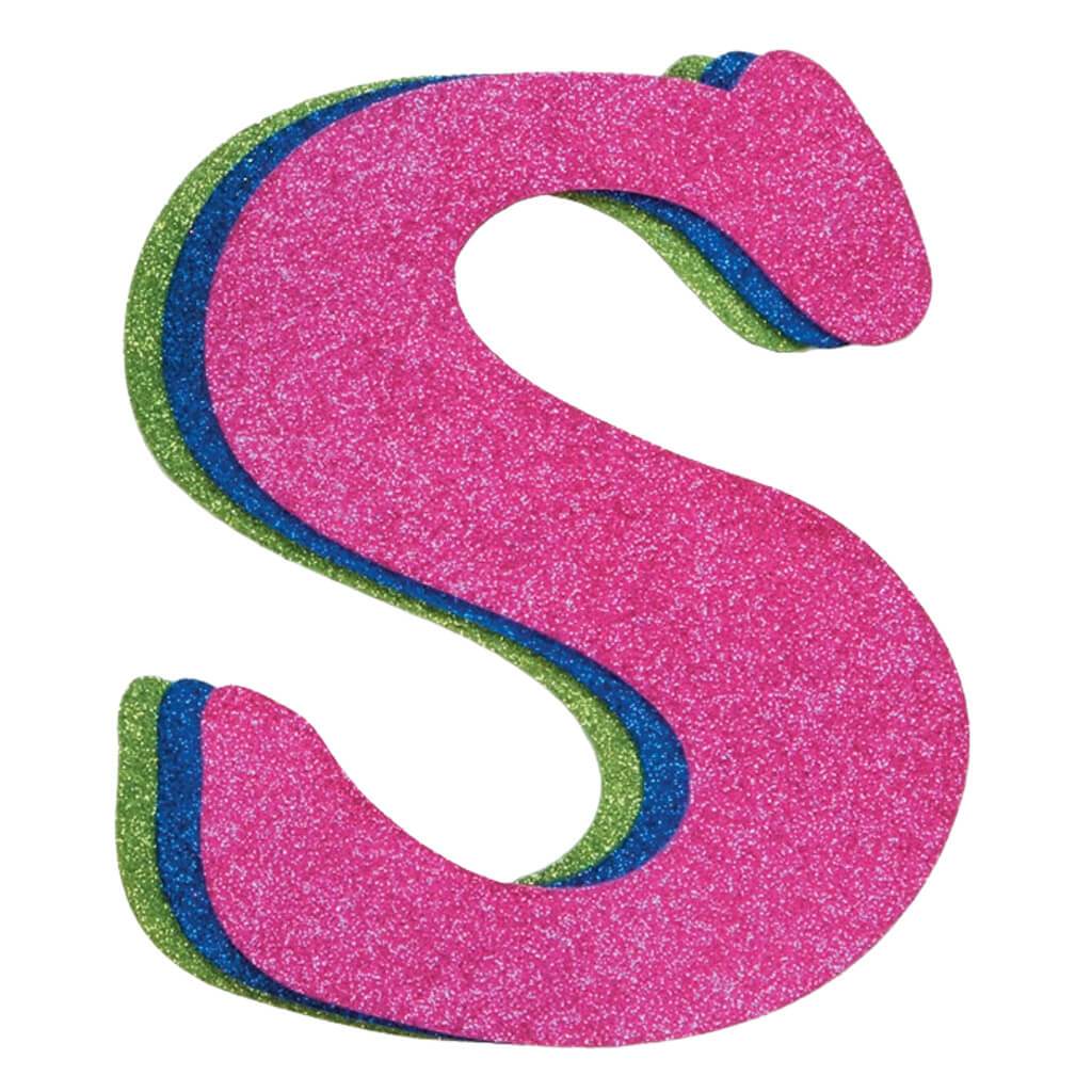 Wood Letter S Assorted Glitter Colors 9in