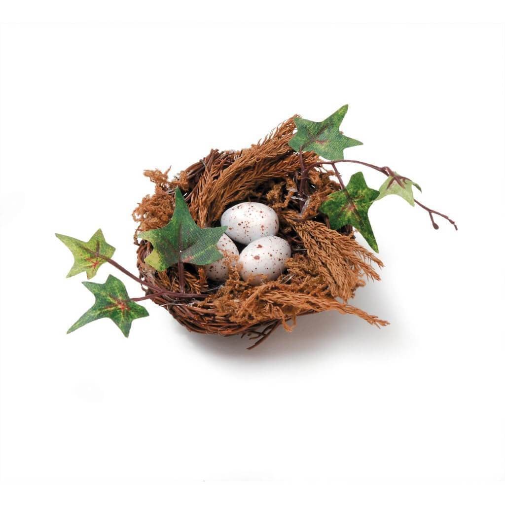 BIRD NEST NATURAL W/ 3 EGGS 2IN 