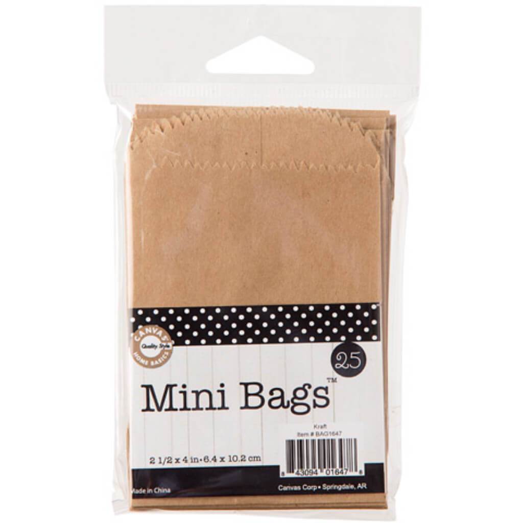 PAPER BAGS MINI KRAFT 25PK 