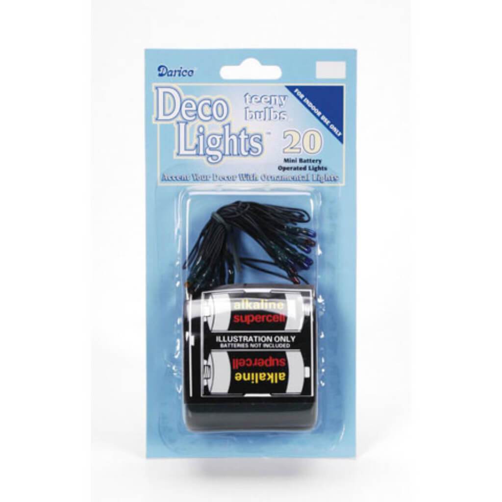 Teeny Bulbs Light Set w/ Battery Pack 20 Rice Bulbs Multi/Green 