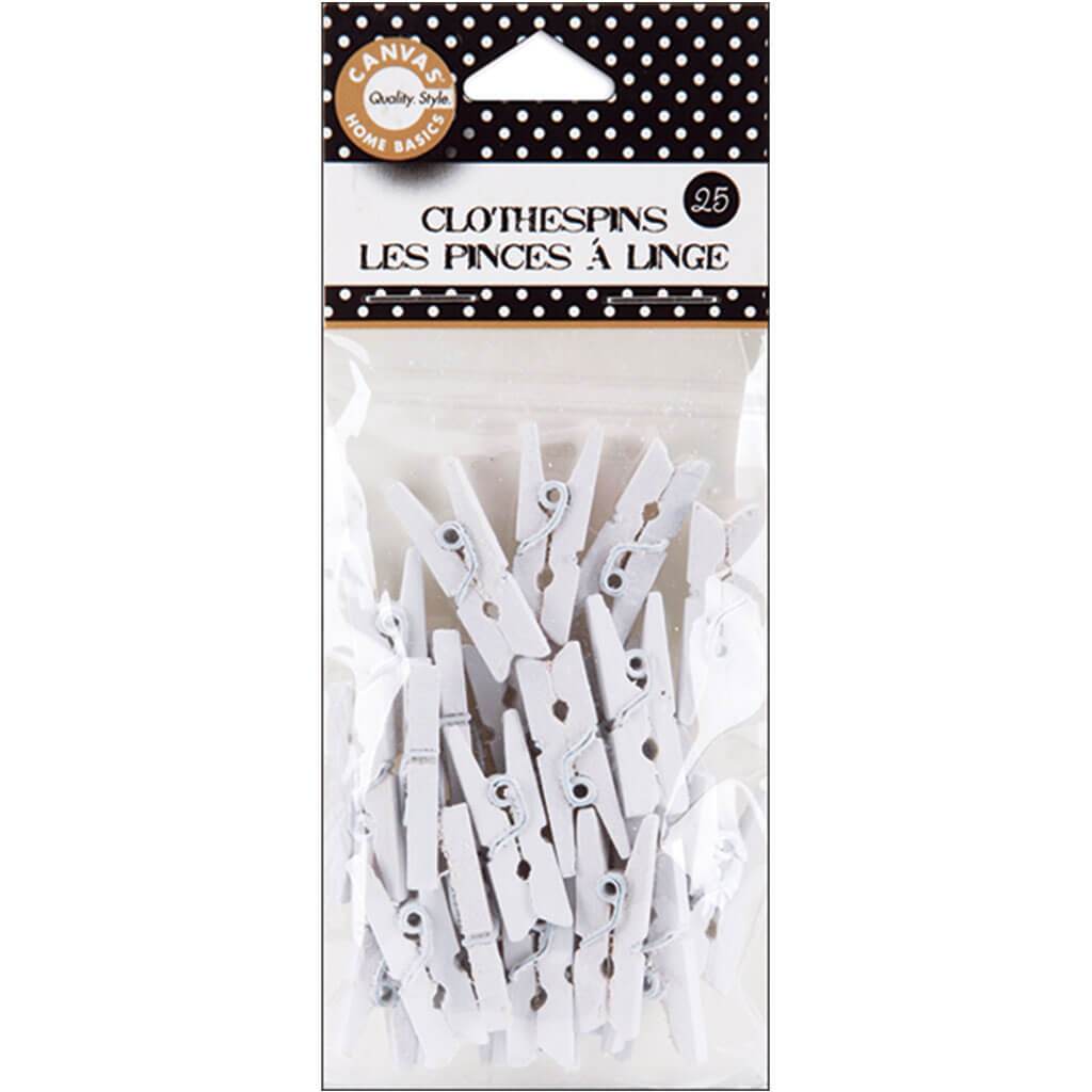 Mini Clothespins 1in 25/Pkg White