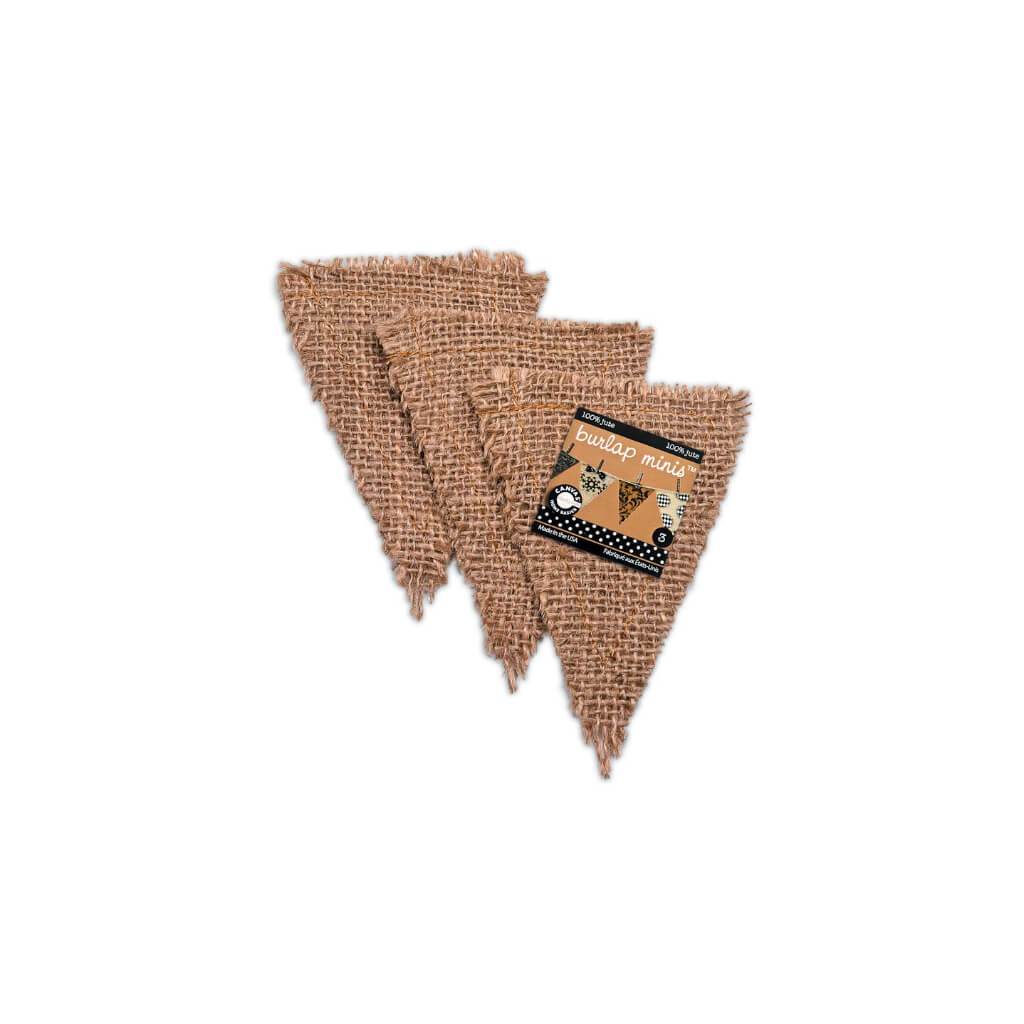 BURLAP MINI SHAPE TRIANGLE 3PK 