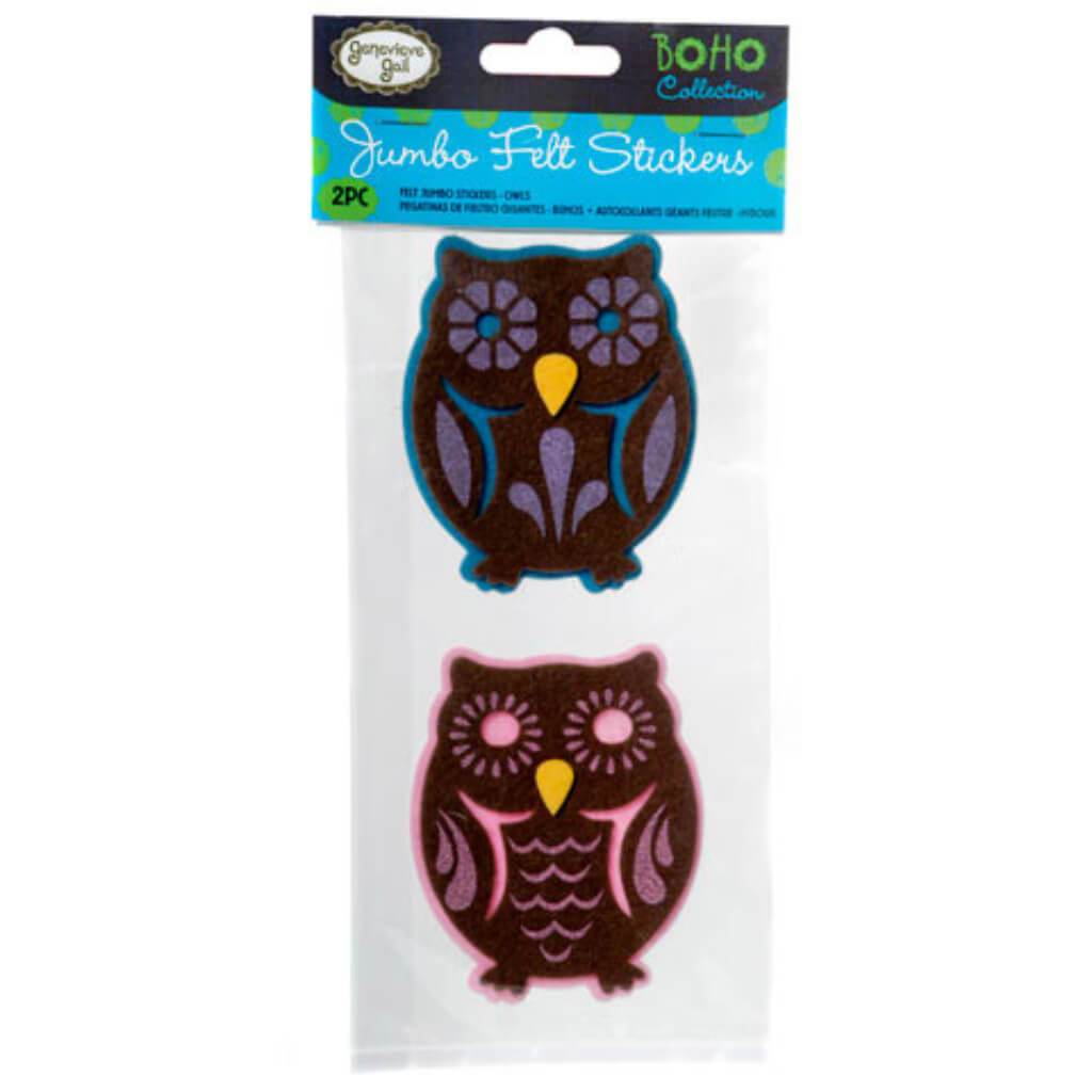 FELT STICKERS JUMBO OWLS 2PCS 