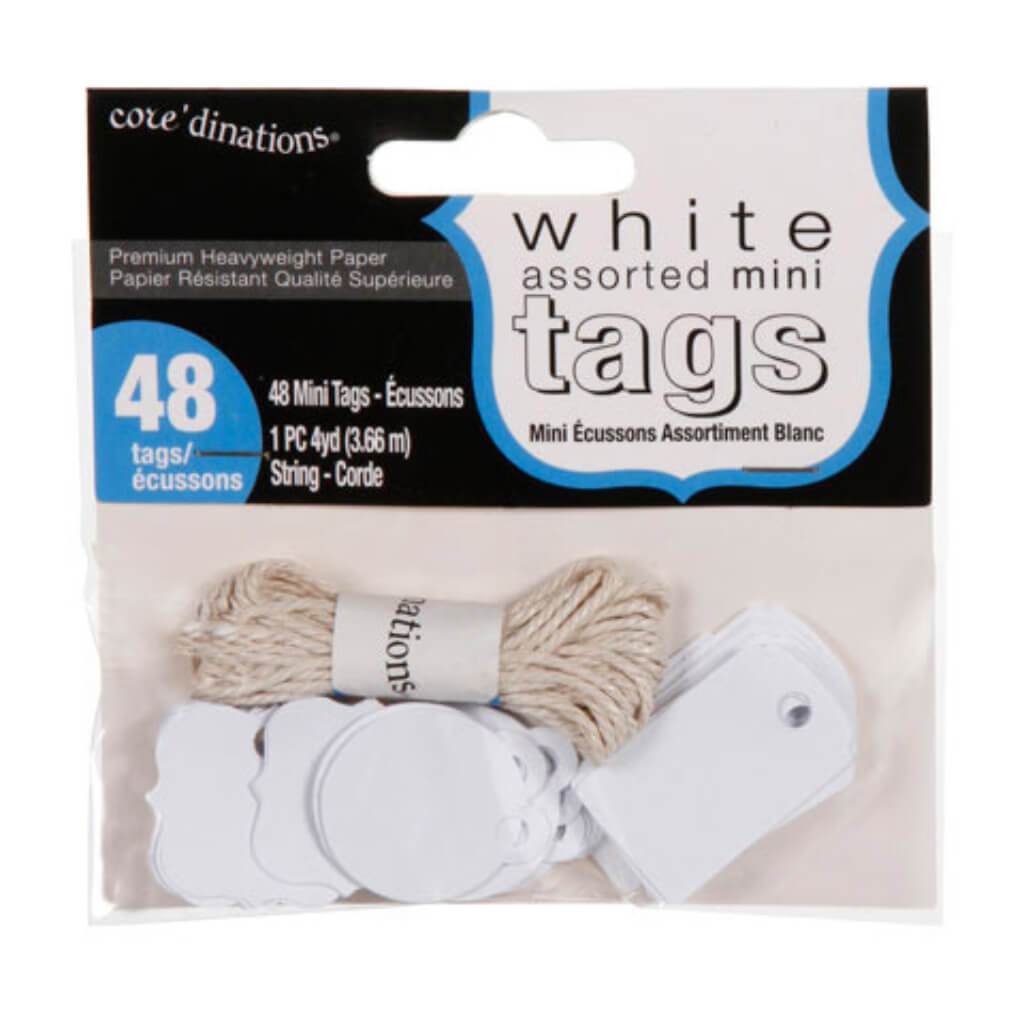 TAGS MINI STRING WHITE ASST.48PK 