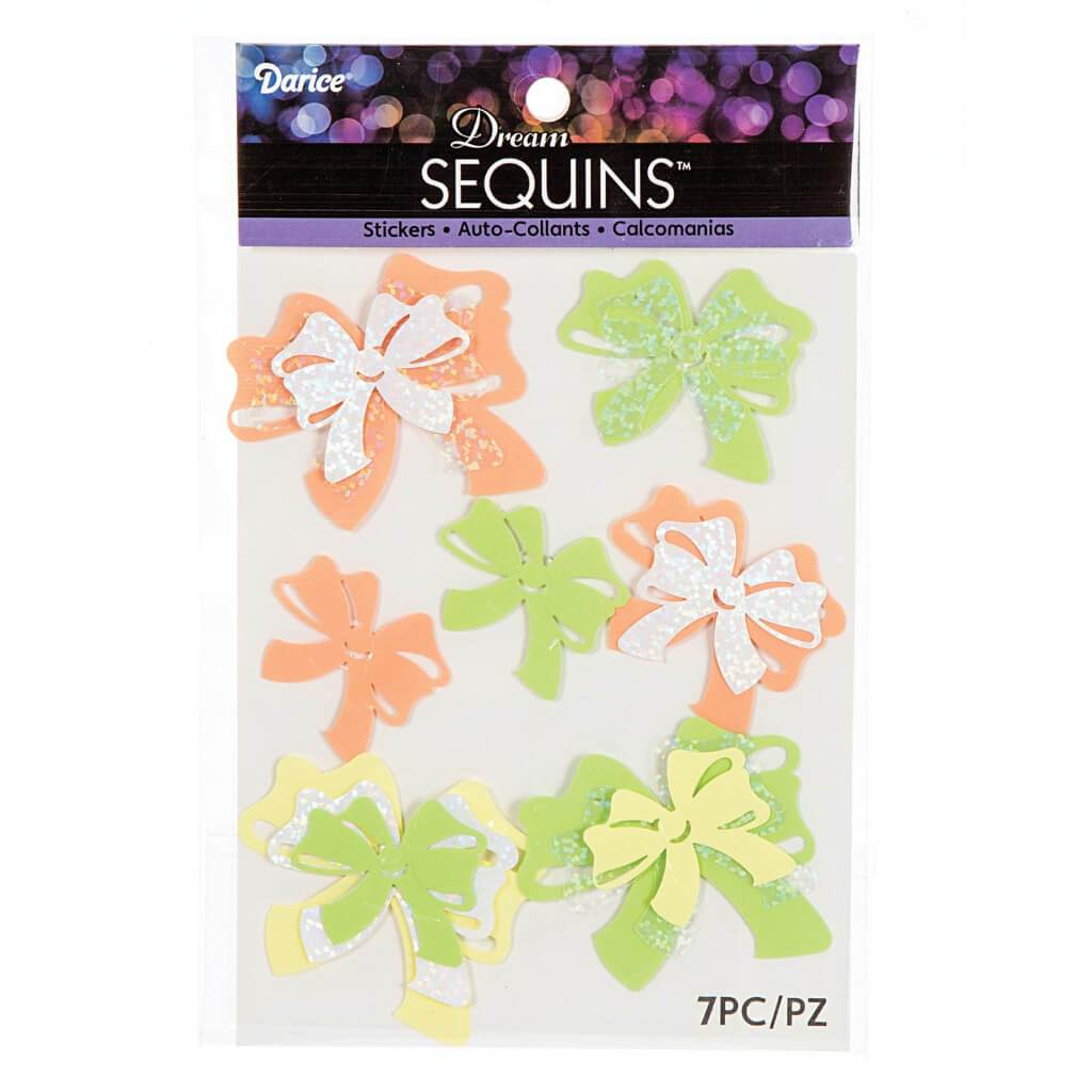 SEQUINS STICKER SHT CREAM MULTI BOW 