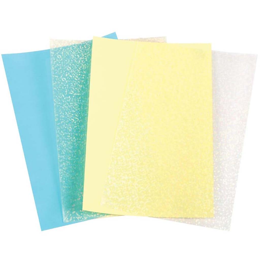 SEQUINS SHEET CREAM BLUE/ YELLOW 4PK 4X6IN 