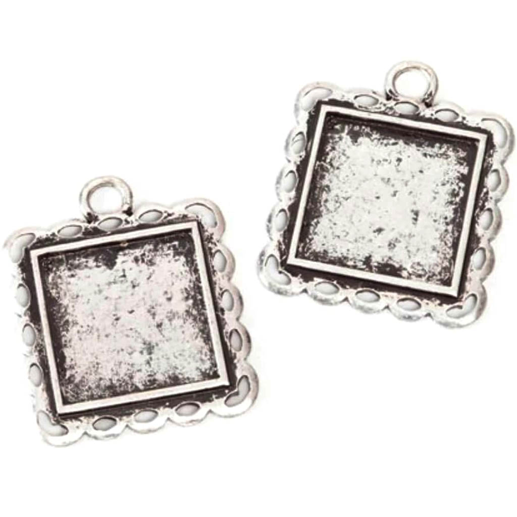 Frame Charms Antique Silver Square 31mm 