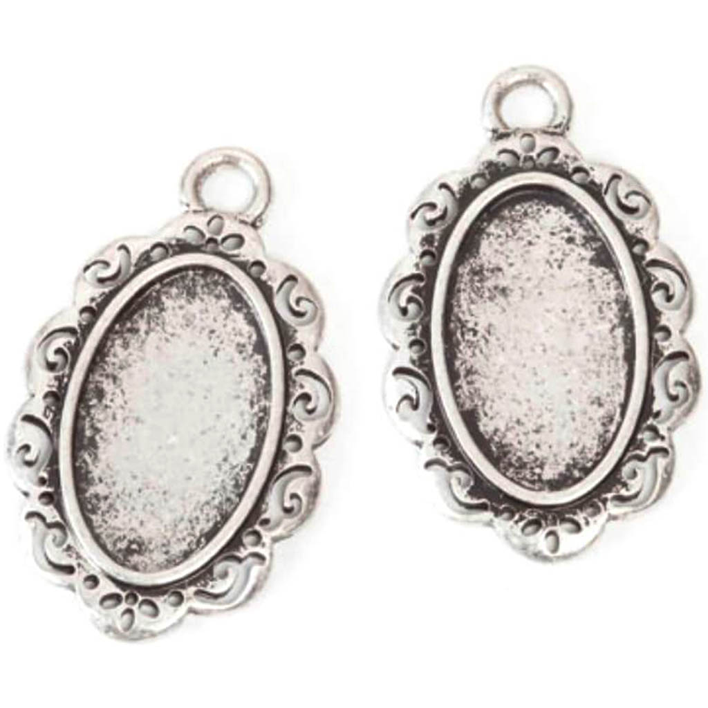 Frame Charms Antique Silver Oval 26 x 36mm 