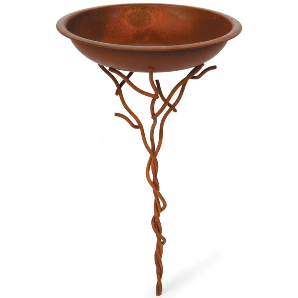 MINI TIN BIRD BATH PICK RUST 