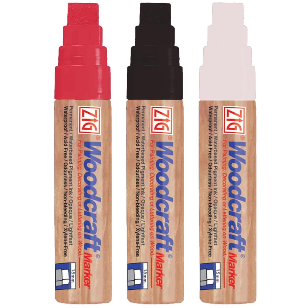 Zig Woodcraft Tip Markers 15mm 3/Pkg