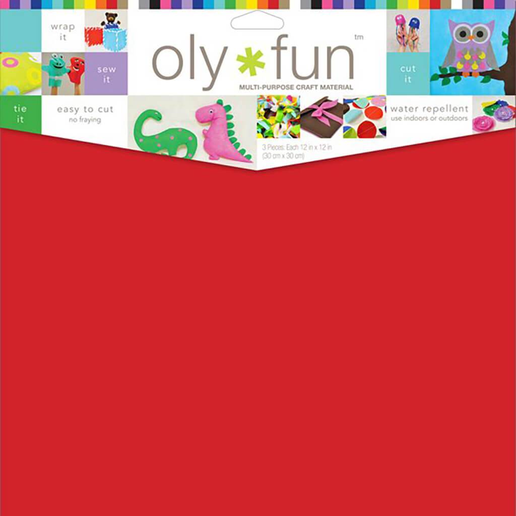 Oly Fun Multipurpose Craft Material 12in x 12in 3/Pkg Cherry Pop