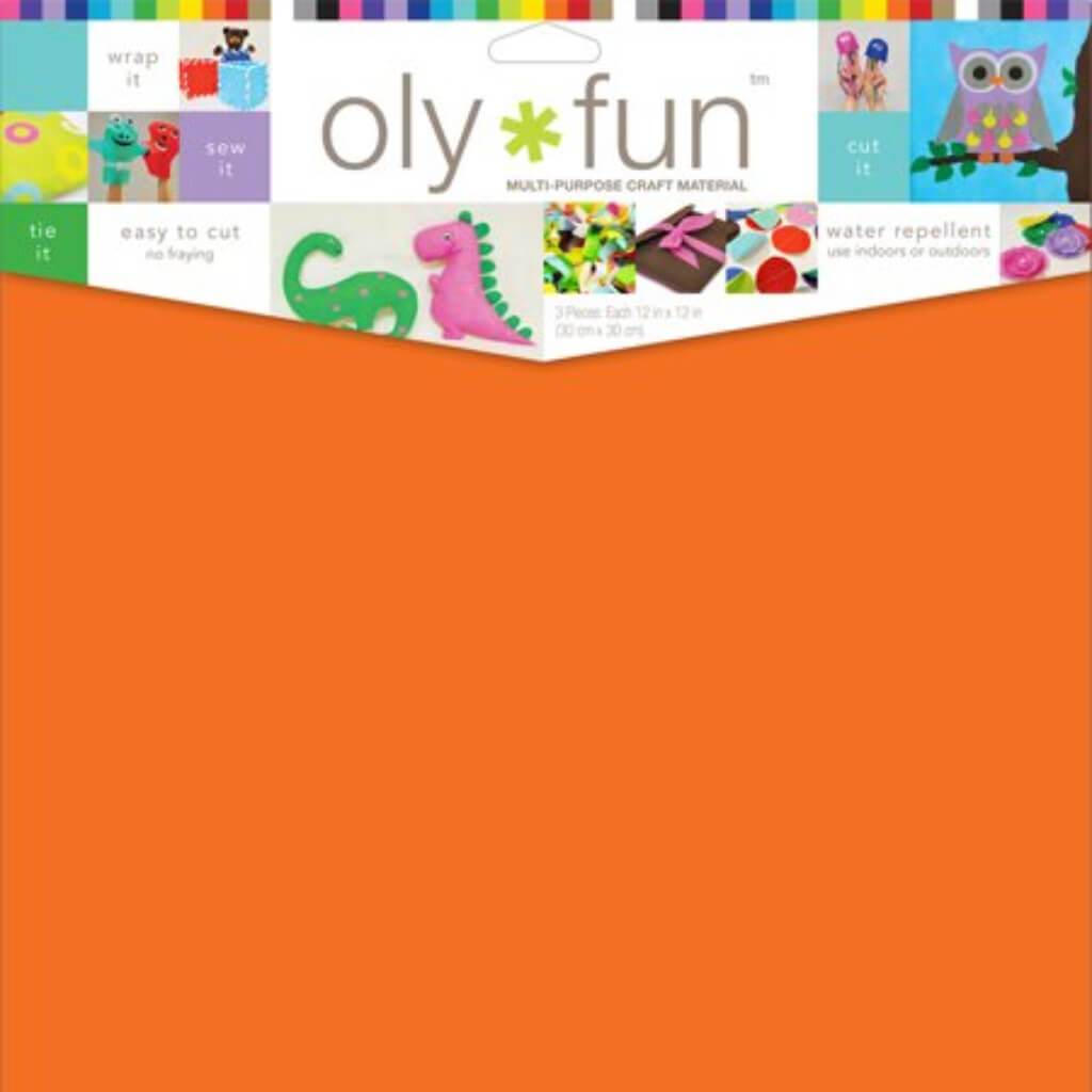 Oly Fun Multipurpose Craft Material 12in x 12in 3/Pkg Orange Crush