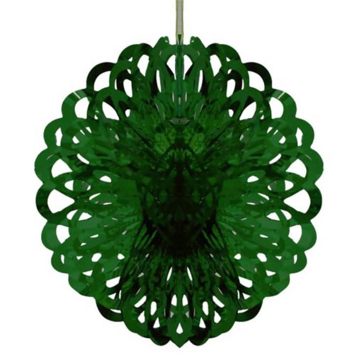 DARK GREEN FOIL BALL DECORATION 8" 