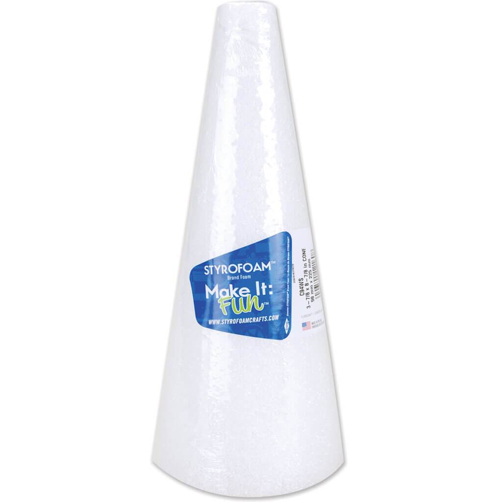 Styrofoam Cone 9x4in White