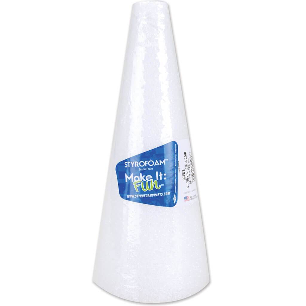 Styrofoam Cone 9x4in White