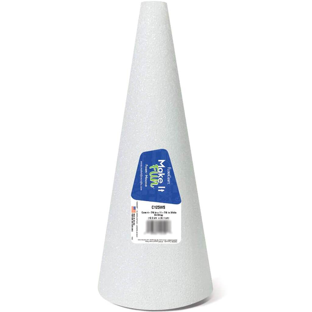 Styrofoam Cone 12x5in White