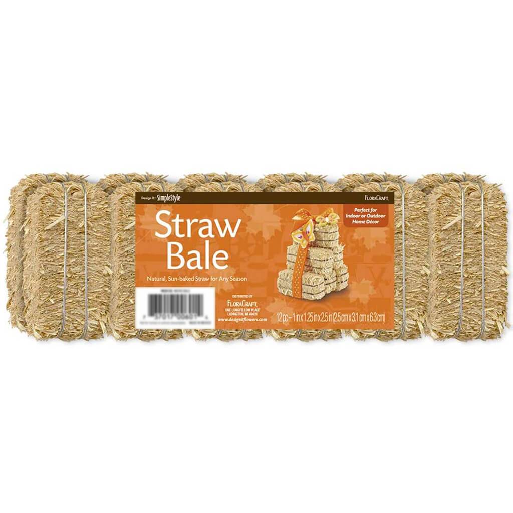 Straw Bale Natural 1x1.25x2.5in 12pcs