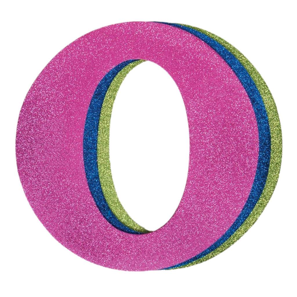 Wood Letter O Assorted Glitter Colors 9in