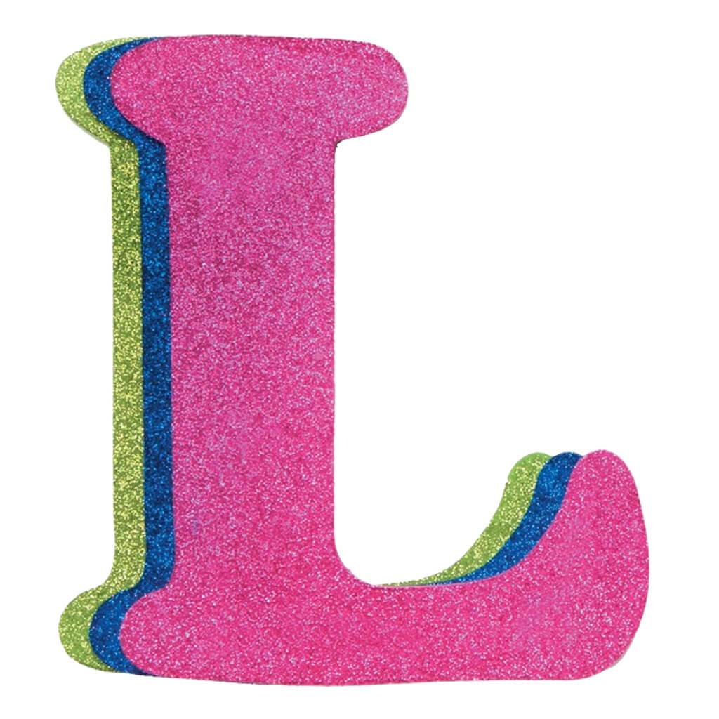 Wood Letter L Assorted Glitter Colors 9in