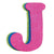 Wood Letter J Assorted Glitter Colors 9in