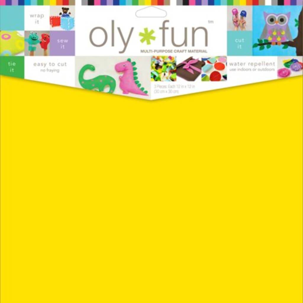 Oly Fun Multipurpose Craft Material 12in x 12in 3/Pkg Lemon Drop