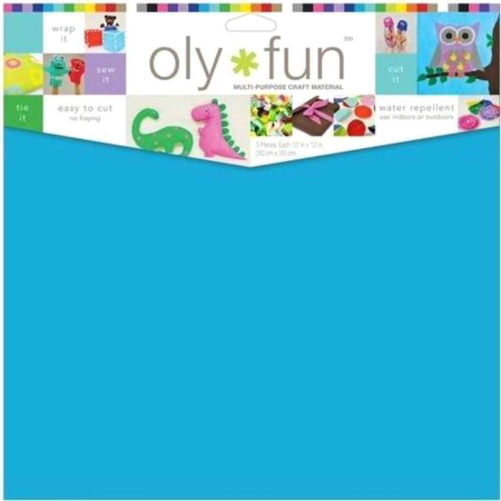 Oly Fun Multipurpose Craft Material 12in x 12in 3/Pkg Sky Blue