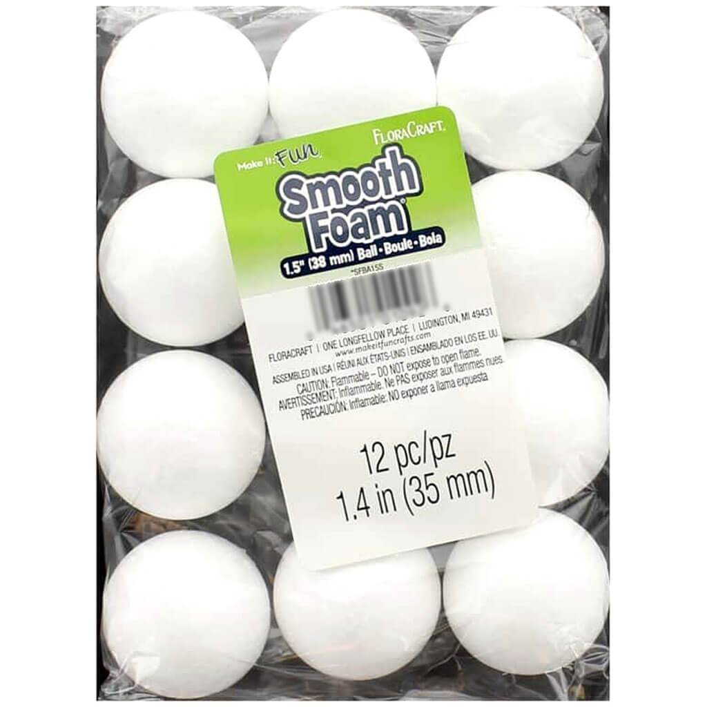 Smooth Styrofoam Balls 1.1/2in