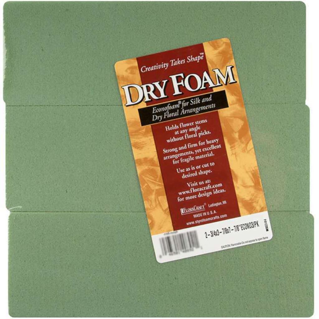 Dry Foam  Block 2-5/8x3-1/2x7-7/8in Green 3pcs