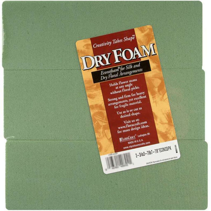 Dry Foam  Block 2-5/8x3-1/2x7-7/8in Green 3pcs