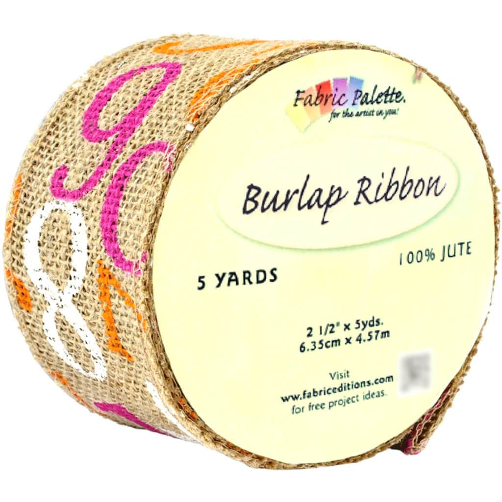 Fabric Palette Burlap Ribbon 2.5in x 5yd Printed