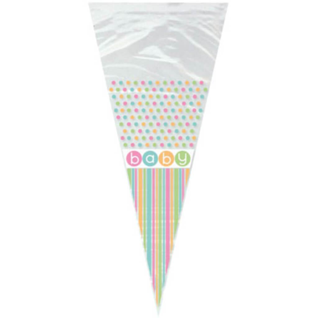 Cone Cellophane Bags 20ct, Pastel Baby Shower 