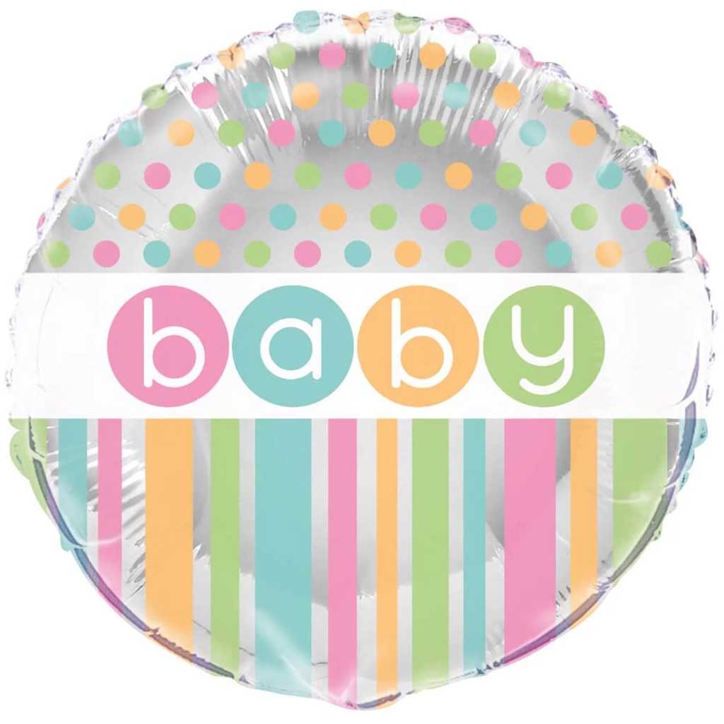 Pastel Baby Shower Round Foil Balloon, 18in 